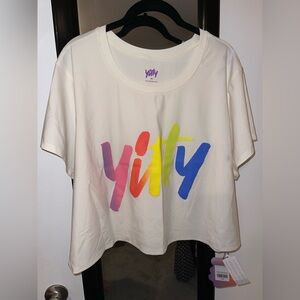 NWT Yitty Cropped Tee Top Cuz I Love You Rainbow Pride Fabletics Plus Size 3XL